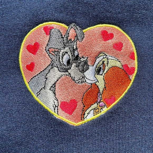 Disney Lady & the Tramp Custom Handmade Embroidered Crewneck Long-sleeve Sweater - Picture 5 of 7